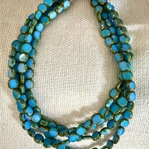 Nicole Miller Boutique 4-Strand Turquoise Disc Necklace | Early 2000s | 16”